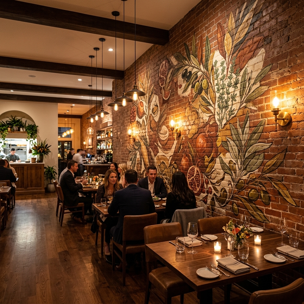 Druk ścienny w restauracji